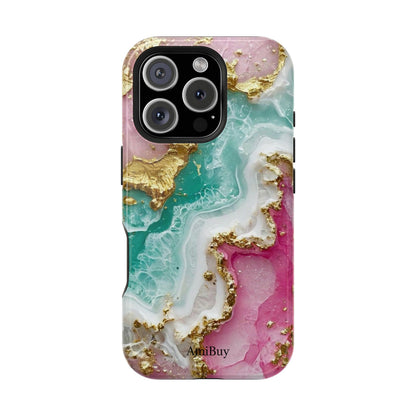 Marbled Pink & Teal Geode Magnetic Impact Phone Case