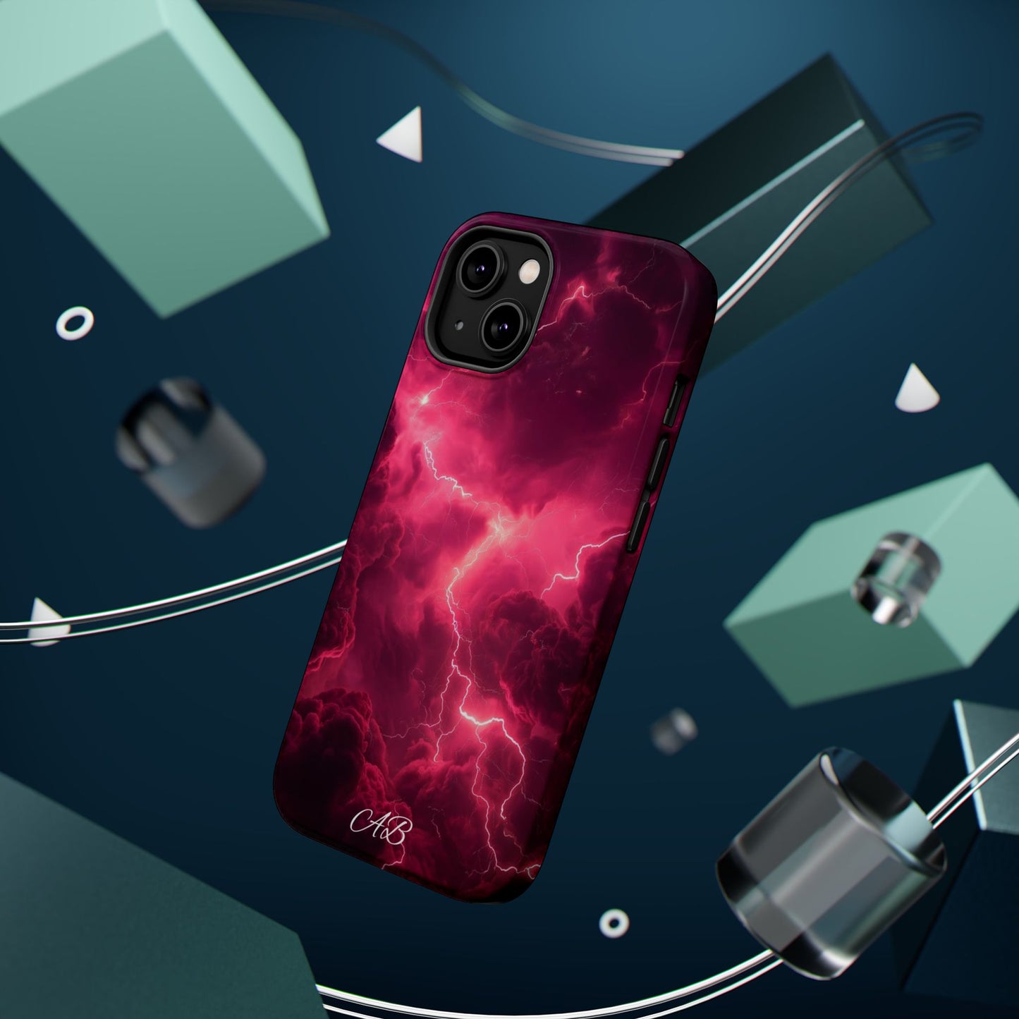 Magenta Lightning Phone Case — Magnetic Impact-Resistant iPhone Cover