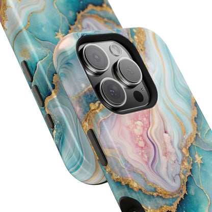 Marbled Aqua & Rose Gold Magnetic Impact Phone Case