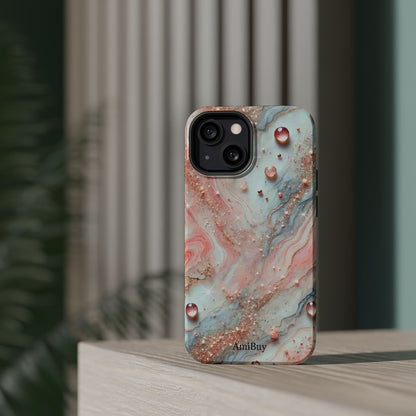 Marble Rose Phone Case — Magnetic Impact-Resistant iPhone Cover