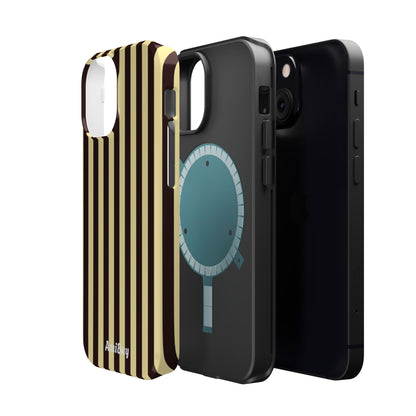 Striped Retro Phone Case — Magnetic Impact-Resistant