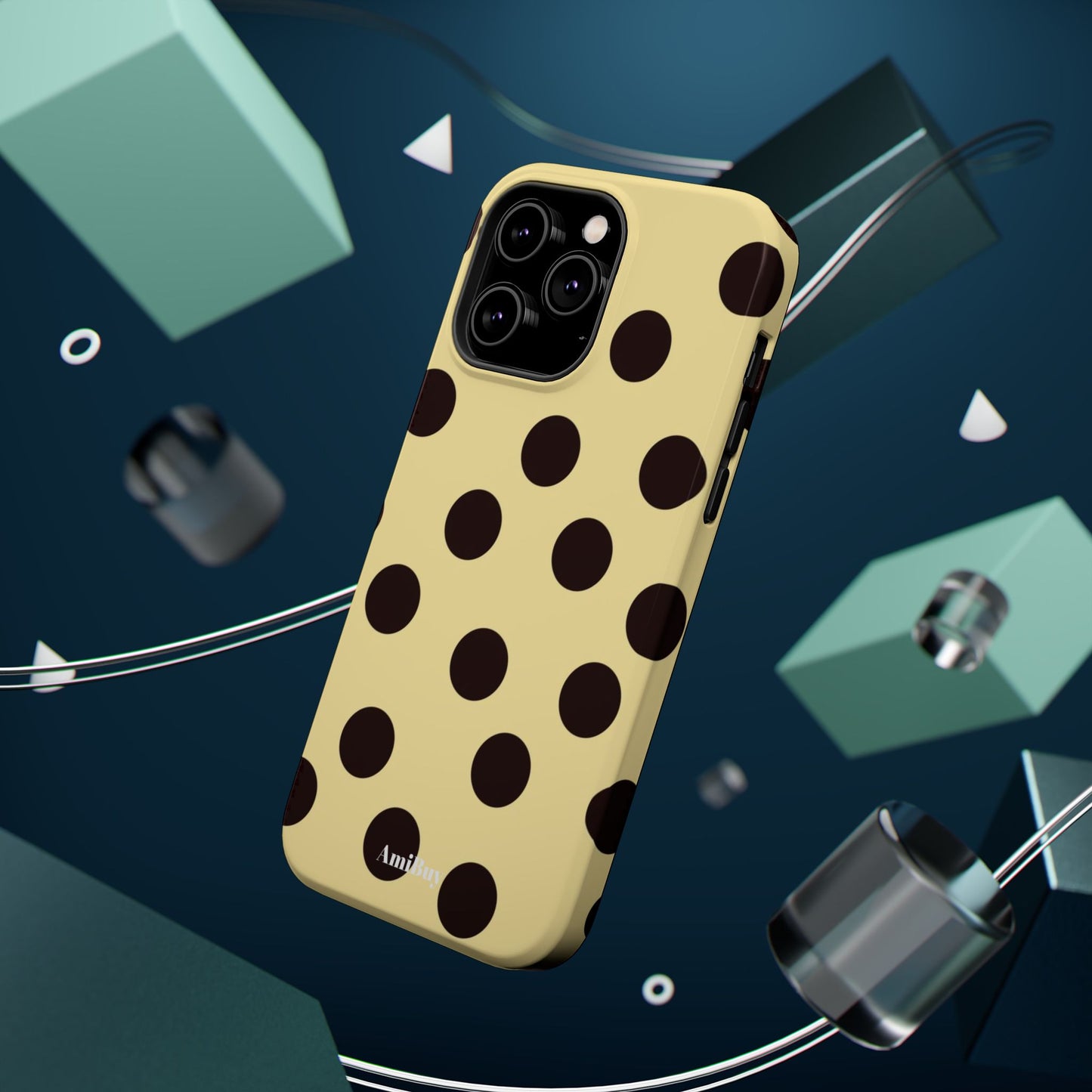 Polka Dot Magnetic Impact Phone Case — Yellow & Black Protective Cover