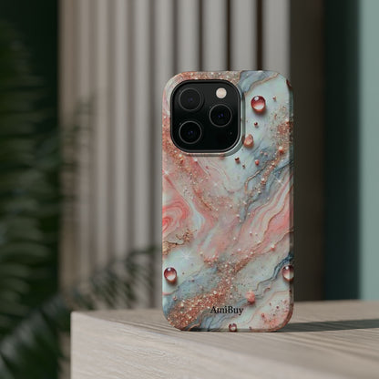 Marble Rose Phone Case — Magnetic Impact-Resistant iPhone Cover