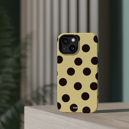 Polka Dot Magnetic Impact Phone Case — Yellow & Black Protective Cover