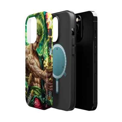Magnetic Impact-Resistant Phone Case — Green-Sword Warrior Anime Art