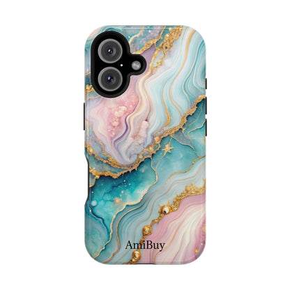 Marbled Aqua & Rose Gold Magnetic Impact Phone Case