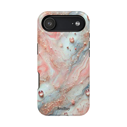 Marble Rose Phone Case — Magnetic Impact-Resistant iPhone Cover