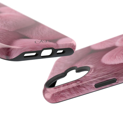 Pink Fuzzy Heart Phone Case — Magnetic Impact-Resistant