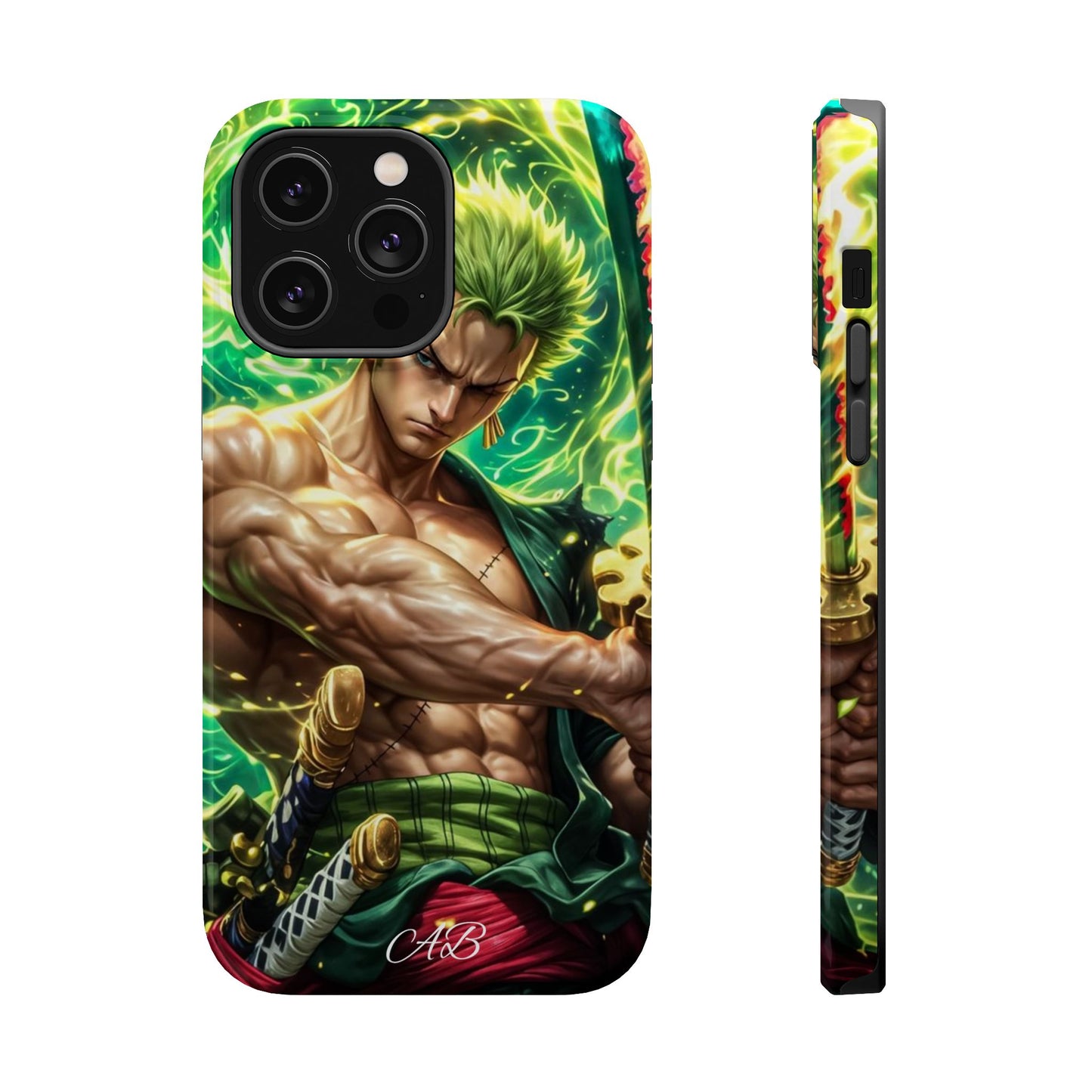 Magnetic Impact-Resistant Phone Case — Green-Sword Warrior Anime Art