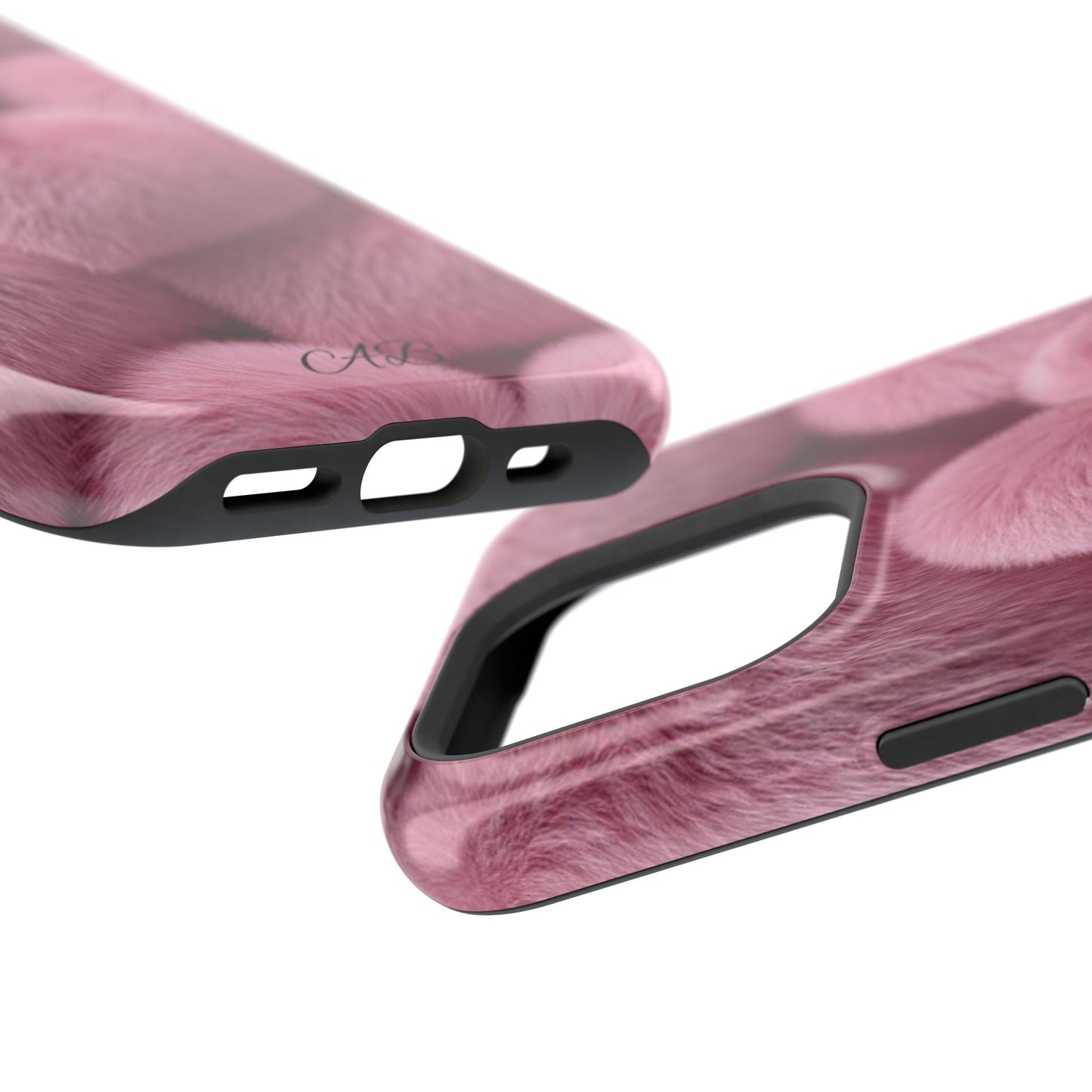 Pink Fuzzy Heart Phone Case — Magnetic Impact-Resistant