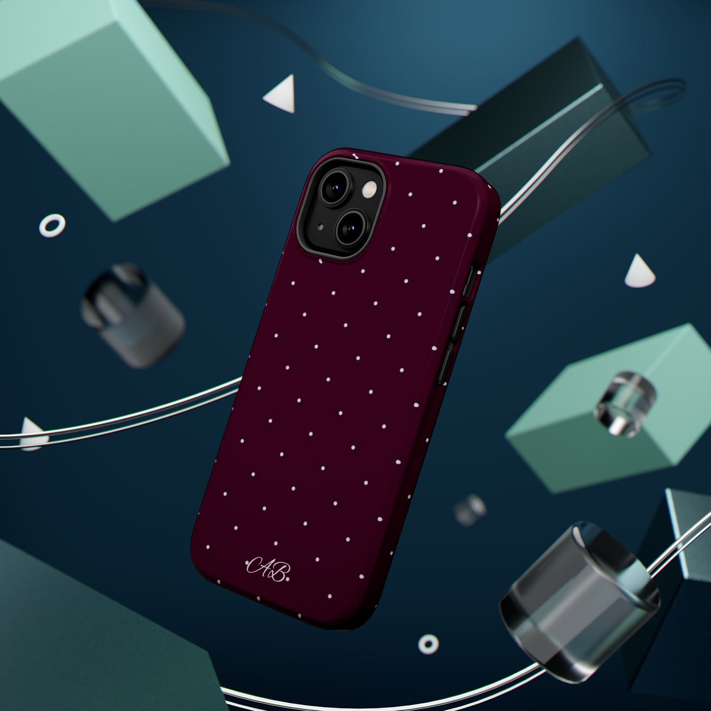 Magnetic Impact-Resistant Phone Case — Burgundy Microdot Protective Cover
