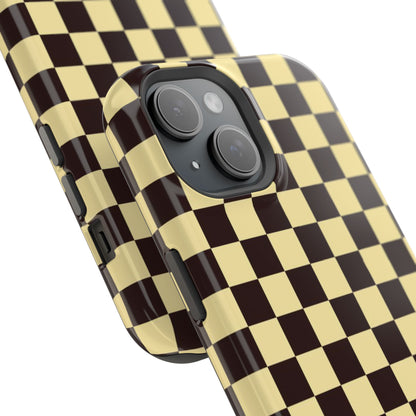 Checkerboard Magnetic Impact Case — Retro Black & Cream Phone Cover